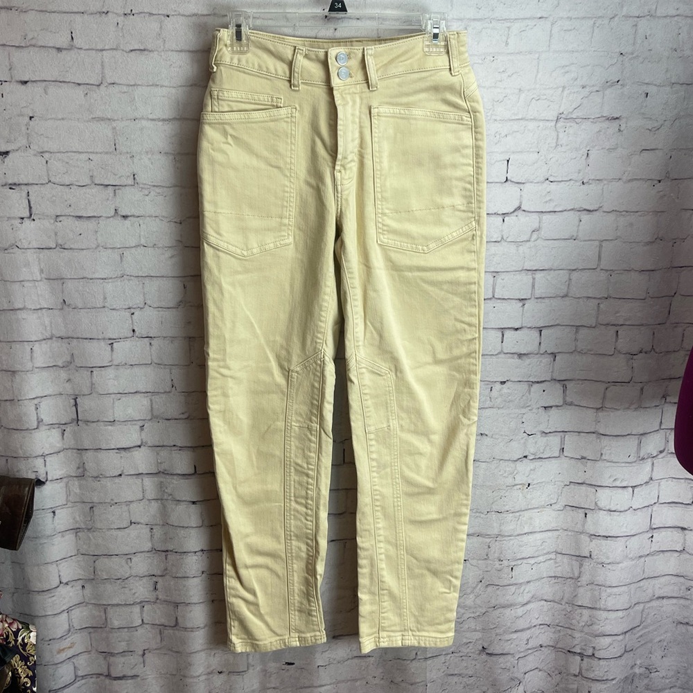 Pilcro Anthropologie size 26 the wanderer jeans creamy yellow